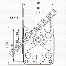 ALP2 шестерёнчатый насос второй группы (4,5 см3 - 35,2 см3), фланец Ø = 36,5 мм, 96x72 мм (Marzocchi Pompe, Италия)